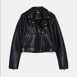 Zara Faux Black Leather Biker Jacket